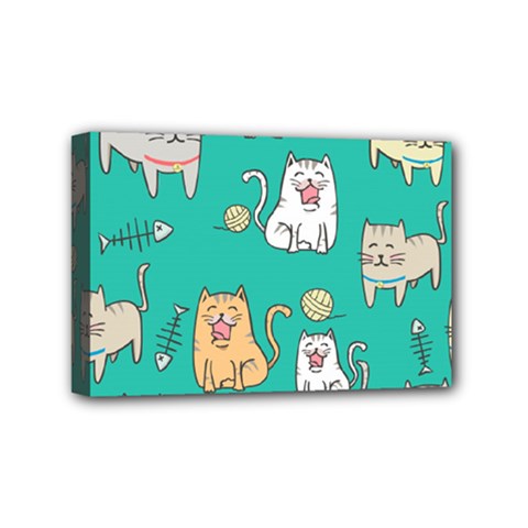 Seamless Pattern Cute Cat Cartoon With Hand Drawn Style Mini Canvas 6  X 4  (stretched) by Vaneshart