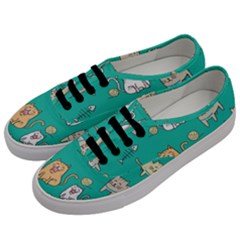 Seamless Pattern Cute Cat Cartoon With Hand Drawn Style Men s Classic Low Top Sneakers by Vaneshart