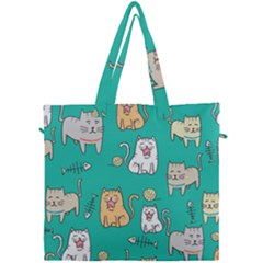 Seamless Pattern Cute Cat Cartoon With Hand Drawn Style Canvas Travel Bag by Vaneshart