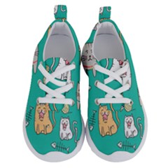 Seamless Pattern Cute Cat Cartoon With Hand Drawn Style Running Shoes by Vaneshart