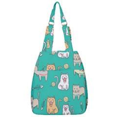 Seamless Pattern Cute Cat Cartoon With Hand Drawn Style Center Zip Backpack by Vaneshart