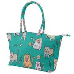 Seamless Pattern Cute Cat Cartoon With Hand Drawn Style Canvas Shoulder Bag by Vaneshart