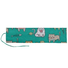 Seamless Pattern Cute Cat Cartoon With Hand Drawn Style Roll Up Canvas Pencil Holder (l) by Vaneshart