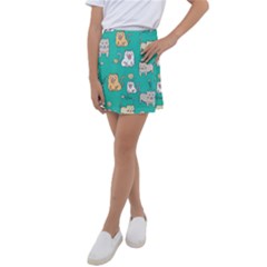 Seamless Pattern Cute Cat Cartoon With Hand Drawn Style Kids  Tennis Skirt by Vaneshart