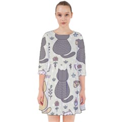 Funny Cartoon Cats Seamless Pattern  Smock Dress by Vaneshart