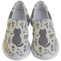 Funny Cartoon Cats Seamless Pattern  Kids Lightweight Slip Ons by Vaneshart