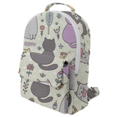 Funny Cartoon Cats Seamless Pattern  Flap Pocket Backpack (small) by Vaneshart