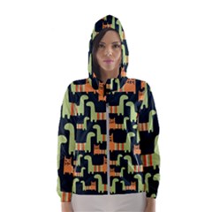 Seamless Pattern With Cats Women s Hooded Windbreaker by Vaneshart