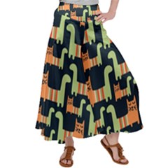 Seamless Pattern With Cats Satin Palazzo Pants by Vaneshart