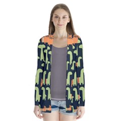 Seamless Pattern With Cats Drape Collar Cardigan by Vaneshart