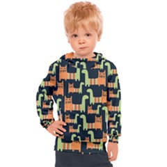 Seamless Pattern With Cats Kids  Hooded Pullover by Vaneshart