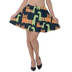 Seamless Pattern With Cats Velvet Skater Skirt by Vaneshart