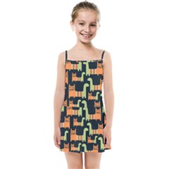 Seamless Pattern With Cats Kids  Summer Sun Dress by Vaneshart