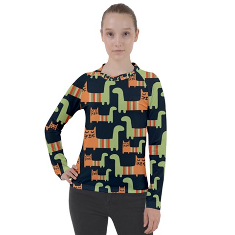 Seamless Pattern With Cats Women s Pique Long Sleeve Tee by Vaneshart