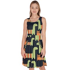 Seamless Pattern With Cats Knee Length Skater Dress With Pockets by Vaneshart