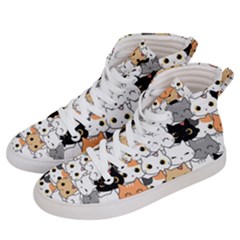 Cute Cat Kitten Cartoon Doodle Seamless Pattern Men s Hi-top Skate Sneakers by Vaneshart