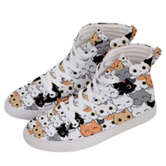 Cute Cat Kitten Cartoon Doodle Seamless Pattern Women s Hi-top Skate Sneakers by Vaneshart