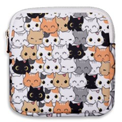 Cute Cat Kitten Cartoon Doodle Seamless Pattern Mini Square Pouch by Vaneshart