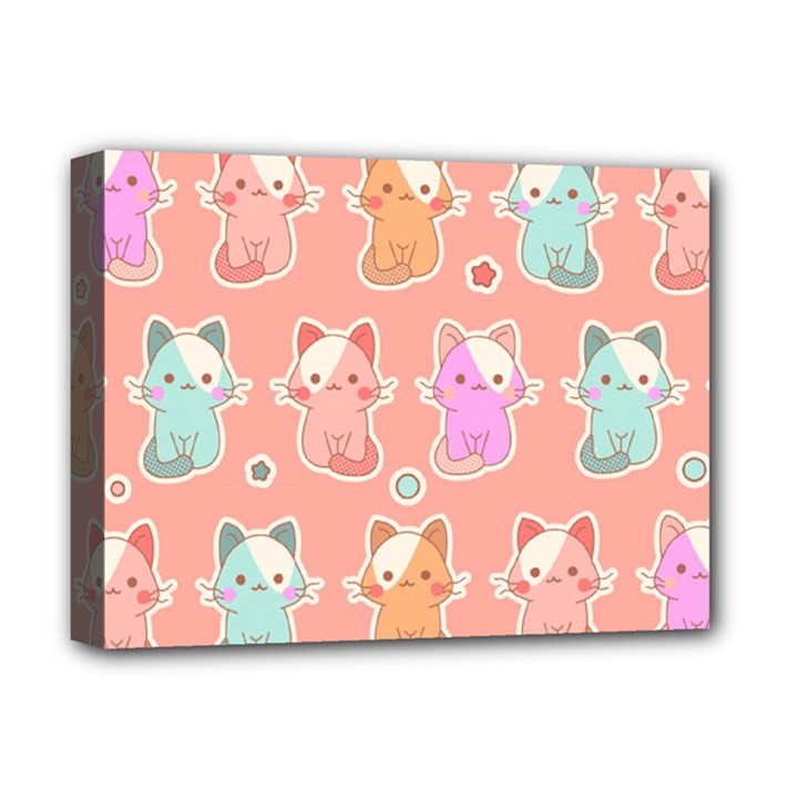 Cute Kawaii Kittens Seamless Pattern Deluxe Canvas 16  x 12  (Stretched) 