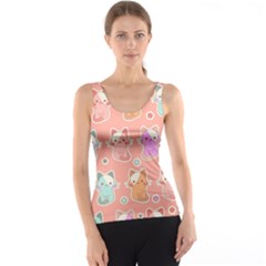 Cute Kawaii Kittens Seamless Pattern Tank Top by Vaneshart