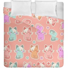 Cute Kawaii Kittens Seamless Pattern Duvet Cover Double Side (king Size) by Vaneshart