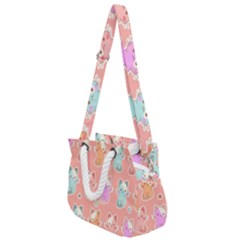 Cute Kawaii Kittens Seamless Pattern Rope Handles Shoulder Strap Bag by Vaneshart