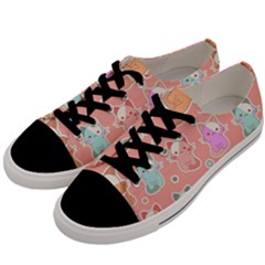 Cute Kawaii Kittens Seamless Pattern Men s Low Top Canvas Sneakers by Vaneshart