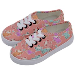 Cute Kawaii Kittens Seamless Pattern Kids  Classic Low Top Sneakers by Vaneshart