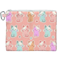 Cute Kawaii Kittens Seamless Pattern Canvas Cosmetic Bag (xxxl) by Vaneshart