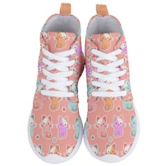 Cute Kawaii Kittens Seamless Pattern Women s Lightweight High Top Sneakers by Vaneshart