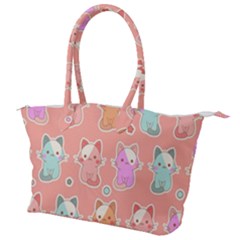 Cute Kawaii Kittens Seamless Pattern Canvas Shoulder Bag by Vaneshart