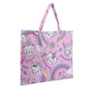 Beautiful Cute Animals Pattern Pink Zipper Large Tote Bag View2