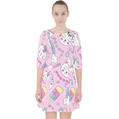 Beautiful Cute Animals Pattern Pink Pocket Dress by Vaneshart