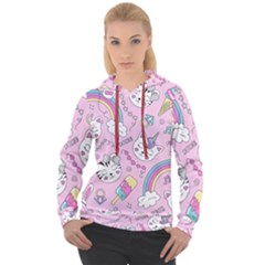 Beautiful Cute Animals Pattern Pink Women s Overhead Hoodie