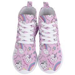 Beautiful Cute Animals Pattern Pink Women s Lightweight High Top Sneakers by Vaneshart