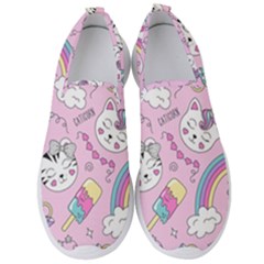 Beautiful Cute Animals Pattern Pink Men s Slip On Sneakers by Vaneshart