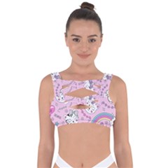 Beautiful Cute Animals Pattern Pink Bandaged Up Bikini Top by Vaneshart