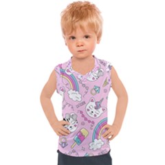 Beautiful Cute Animals Pattern Pink Kids  Sport Tank Top