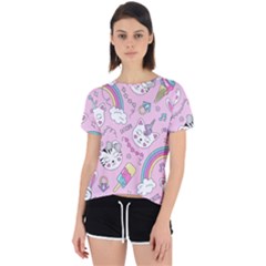 Beautiful Cute Animals Pattern Pink Open Back Sport Tee by Vaneshart