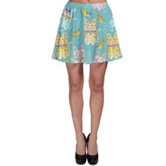 Vector Seamless Pattern With Colorful Cats Fish Skater Skirt by Vaneshart