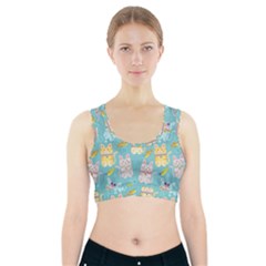 Vector Seamless Pattern With Colorful Cats Fish Sports Bra With Pocket by Vaneshart