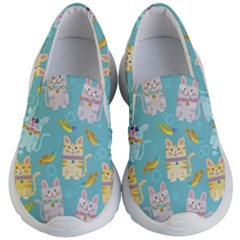 Vector Seamless Pattern With Colorful Cats Fish Kids Lightweight Slip Ons by Vaneshart