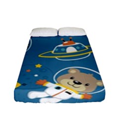 Seamless Pattern Funny Astronaut Outer Space Transportation Fitted Sheet (full/ Double Size) by Vaneshart