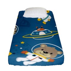 Seamless Pattern Funny Astronaut Outer Space Transportation Fitted Sheet (single Size) by Vaneshart