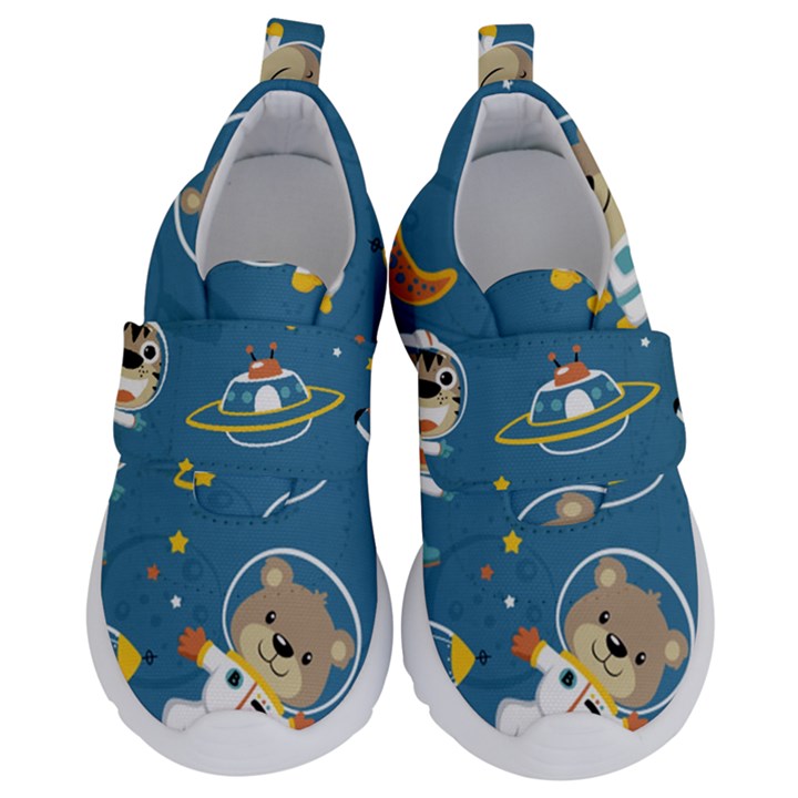 Seamless Pattern Funny Astronaut Outer Space Transportation Kids  Velcro No Lace Shoes