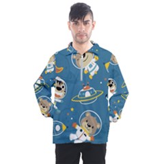 Seamless Pattern Funny Astronaut Outer Space Transportation Men s Half Zip Pullover by Vaneshart