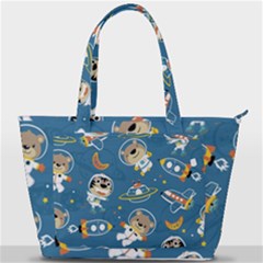 Seamless Pattern Funny Astronaut Outer Space Transportation Back Pocket Shoulder Bag  by Vaneshart