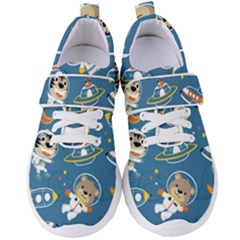 Seamless Pattern Funny Astronaut Outer Space Transportation Women s Velcro Strap Shoes by Vaneshart