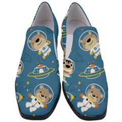 Seamless Pattern Funny Astronaut Outer Space Transportation Women Slip On Heel Loafers by Vaneshart