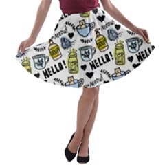 Everyday Things Pattern A-line Skater Skirt by Vaneshart